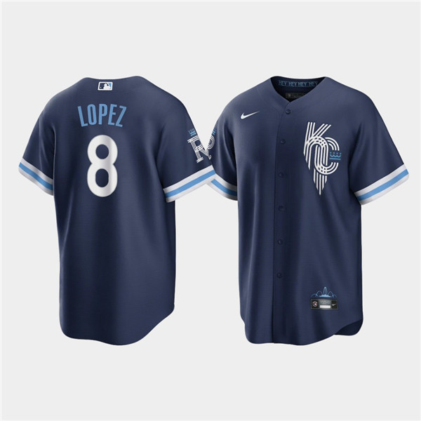 Men's Kansas City Royals #8 Nicky Lopez 2022 Navy City Connect Cool Base Stitched Jersey Men's Kansas City Royals #8 Nicky Lopez 2022 Navy City Connect Cool Base Stitched Jersey
